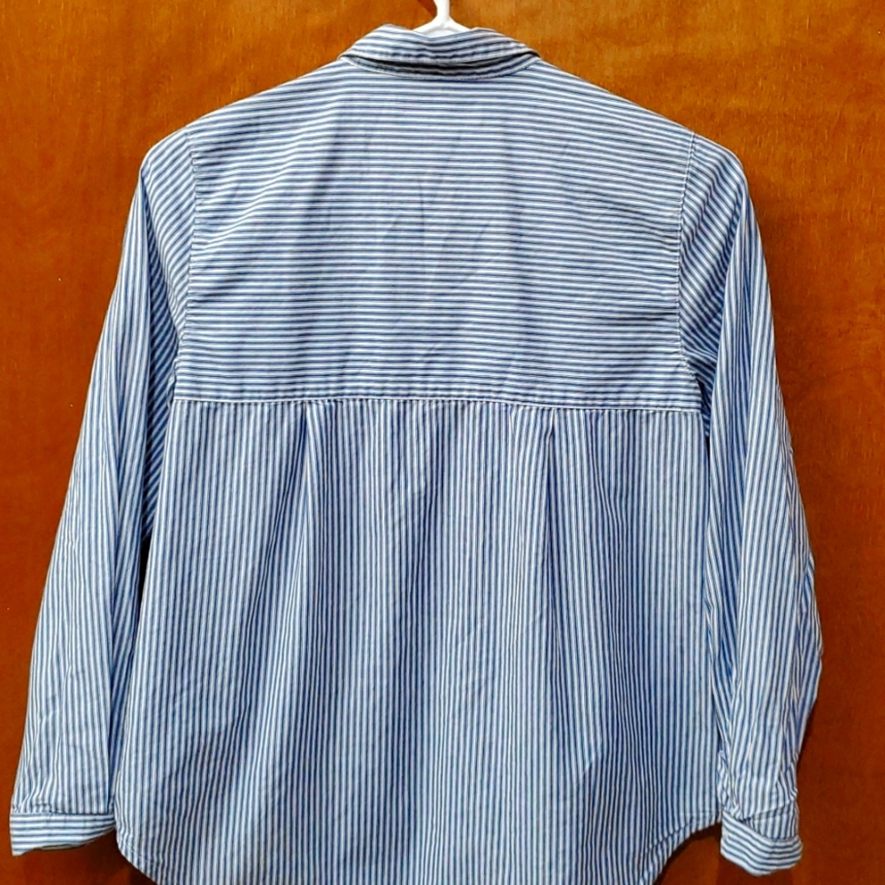 Zara Girls blue and white striped button down top - Picture 8 of 8